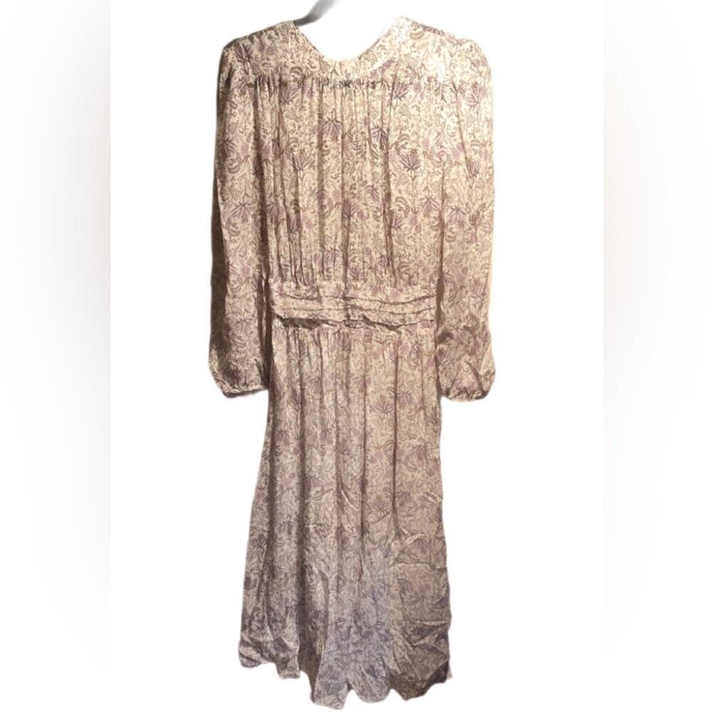 The Kooples Floral Long-Sleeve Midi Dress | Lilac & Ecru, NWT 1 - Picture 3 of 5
